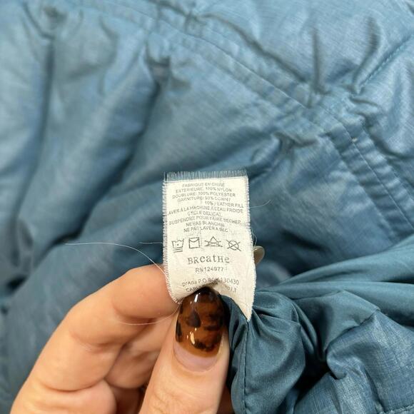 PrAna Women's Down Puffer Jacket Size XL Fitted Full Zip Blue Parka Goretex Gorp - Picture 6 of 9
